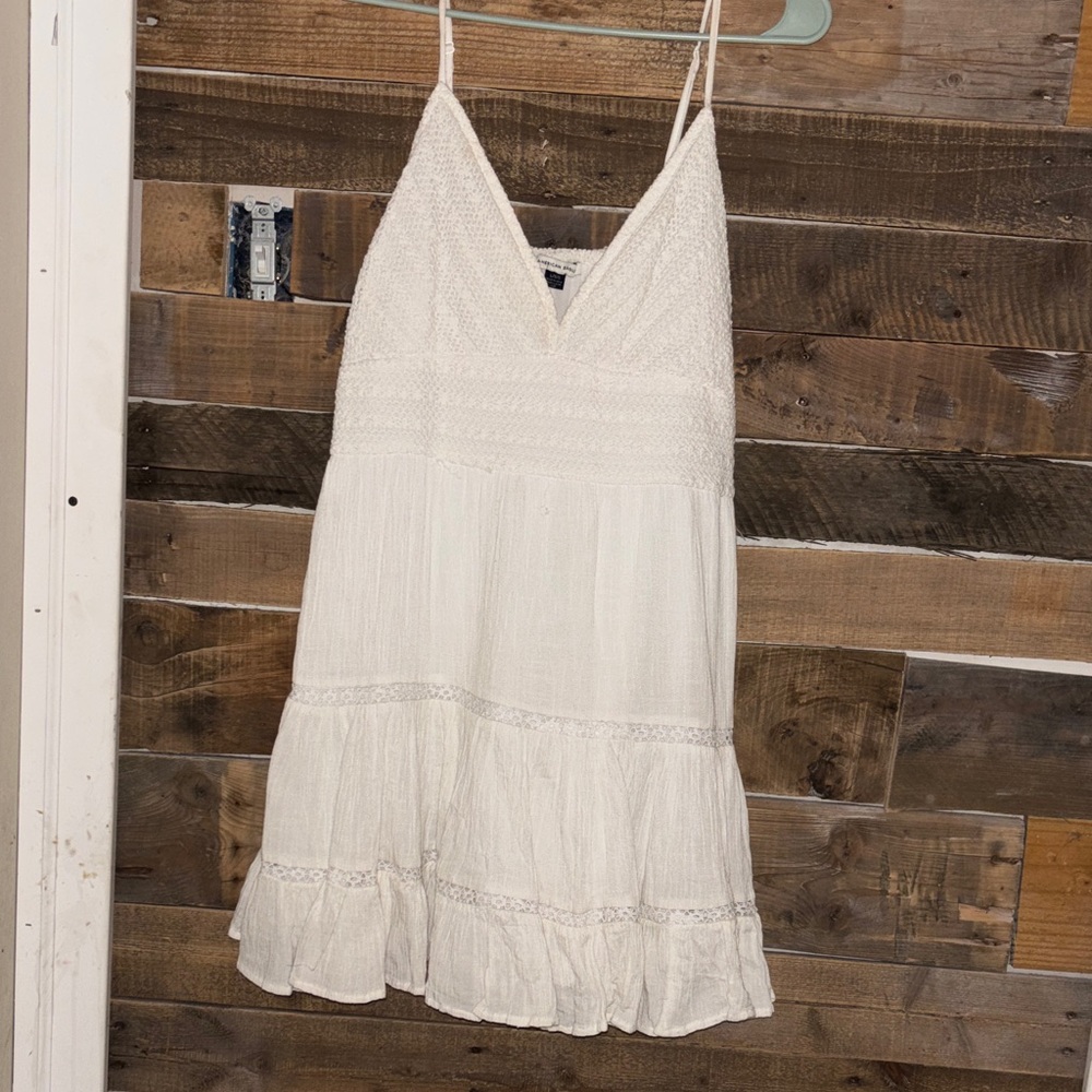 American Eagle Outfitters Midi Cream Textured Dress